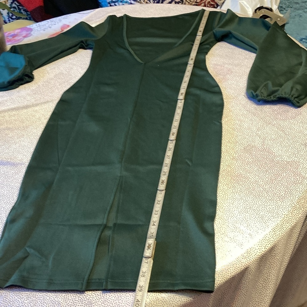 SHEIN Privé Solid Lantern Sleeve Bodycon Dress size S new without tag - Picture 14 of 16